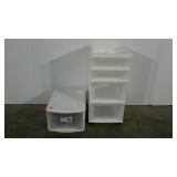 Plastic storage bins, tower is 26" tall