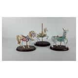 Three porcelain carousel horses, includes Lenox