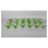 Green depression glass dessert cups, three