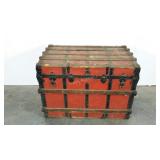 Large storage trunk, leather handle damage,