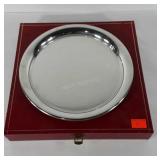 Cartier John F. Akers pewter plate with case, 11"