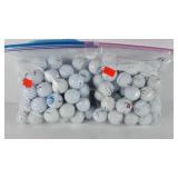 Golf balls, two gallon ziplock bags of used golf