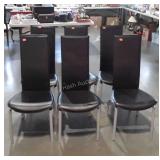Set of 6 High Back Chairs, black vinyl seating