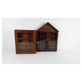 Two curio wall cabinets, house shaped 15x19 and