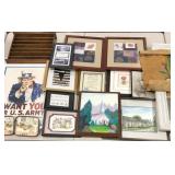 Wall art, Uncle Sam poster, golf ball shelf,