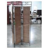 Room Divider, wrought iron framed with 3-wicker