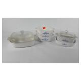 Corning cookware, five pieces of blue cornflower,