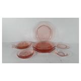 Glassware, pink depression glass, includes six