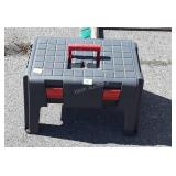 Portable Caddy with power strip, wine Bottle