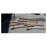 Axe Collection, 7pcs, one with broke handle