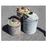 3 galvanized fuel cans
