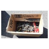 Group of drill bits, hinges,  chisels and other