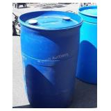 55 gallon Blue poly barrel missing one cap