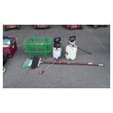 Miscellaneous items include 2 poly tank sprayers,