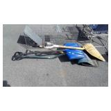 4 Shovels, 3 snow, one scoop type, all in used