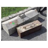 Two Portable tool boxes, one aluminum shop made,