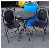 3pc Balcony Table Set, metal made, freshly black