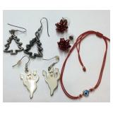 Three pairs of earrings Halloween and Christmas