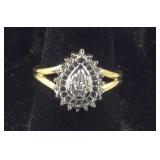 Pear Shape Genuine Diamond Cluster Ring, size