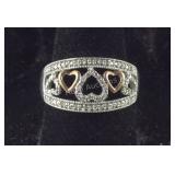 Genuine Diamond Two-Tone Heart Band Ring, size