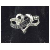 Genuine Black & White Diamond Heart Crossover