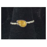 Pear Cut Amber Ring, size  5.75,  1.1 grams