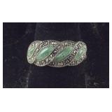 Vintage Jade & Marcasite Band Ring, size  8.25,