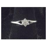 Genuine Diamond Flower Shape Ring, size  6.75,