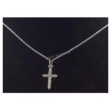 CZ Cross Necklace , size  15",  1.5 grams