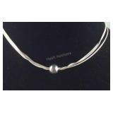 3-String Snake Chain Silver Ball Necklace, size