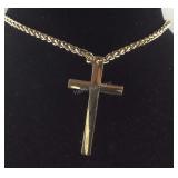 Gold Tone Large Cross Necklace
