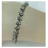 Heart design CZ Tennis Bracelet, size 7", 12.3