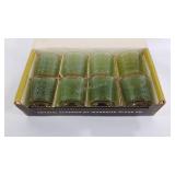 Eight vintage drinking glasses, original storage