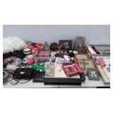 Mixed group, duck pictures, frames, scarves,