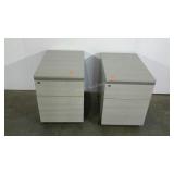Two office stands, one has a file drawer