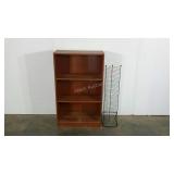 Bookcase and wire media tower, laminate bookcase
