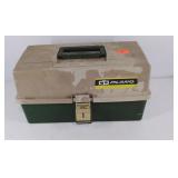 Tackle box with fishing lures, weights, floats