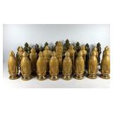 Old Crow whiskey decanter chess set,  full 32