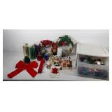 Christmas decor, candles, wreaths, ornaments