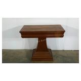 Game table, single pedestal, 33 x 34 when open,