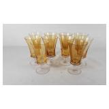 Glassware, set of ten amber stemware glasses, 7"