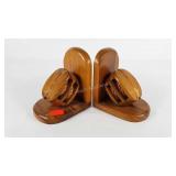 Wooden pulley bookends