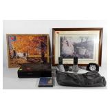 Miscellaneous group, framed prints, VTech phones,