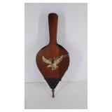 Fireplace bellows, wood, leather and brass