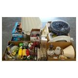 Skid lot: Lamp shades, Corelle dishwares, table