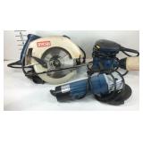 Ryobi Tools, angle grinder palm sander, and