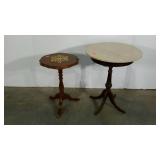 Two accent tables, marble top is not attached on