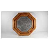 Leaded glass octogan window, opens, measures a