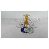 Glassware, includes vase, two dual candlestick
