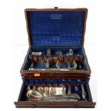 Wooden flatware chest, 1847 Rogers Bros flatware